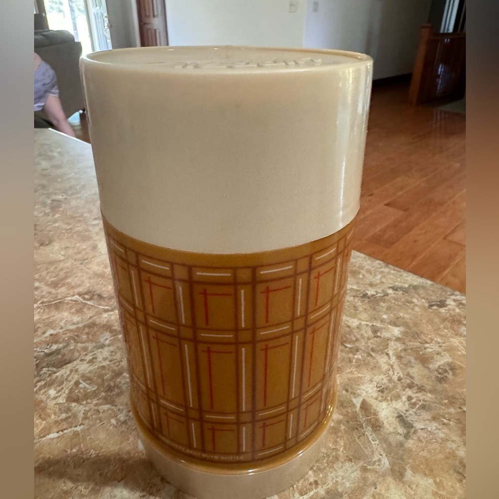 Vintage 80s Thermos Aladdin's Wide Mouth Butterscotch Tartan Plaid